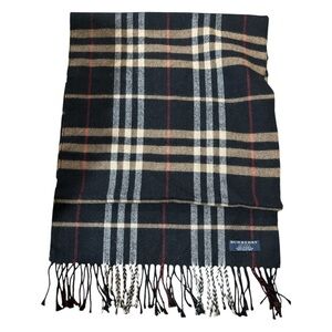 Burberry Check Alpaca Scarf - black/tan